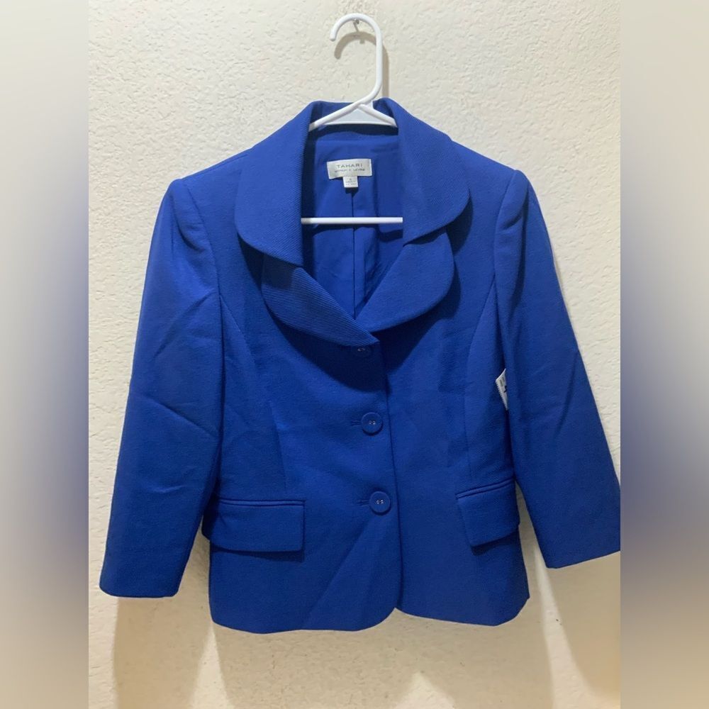 Tahari‎ ASL Navy Button Up Blazer Size 4